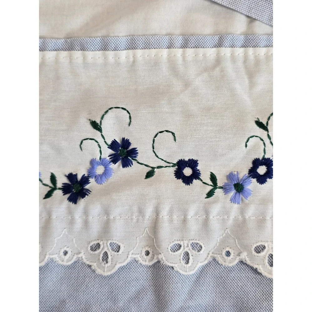 Vintage Embroidered Floral Cafe Curtains 2 Panels Eyelet Lace Cottagecore Chic